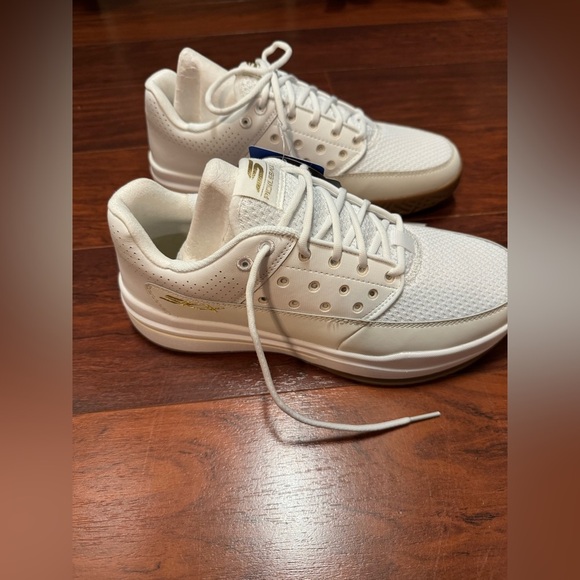 Skechers White and Gold Men's Sneakers - Picture 2 of 6